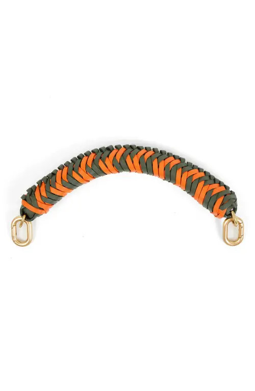 Clare V. Braided Leather Top Handle in Army/Neon Orange at Nordstrom | Nordstrom