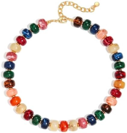 WOWORAMA Colorful Chunky Necklaces for Women Trendy Multicolor Large Square Resin Beads Necklace ... | Amazon (US)
