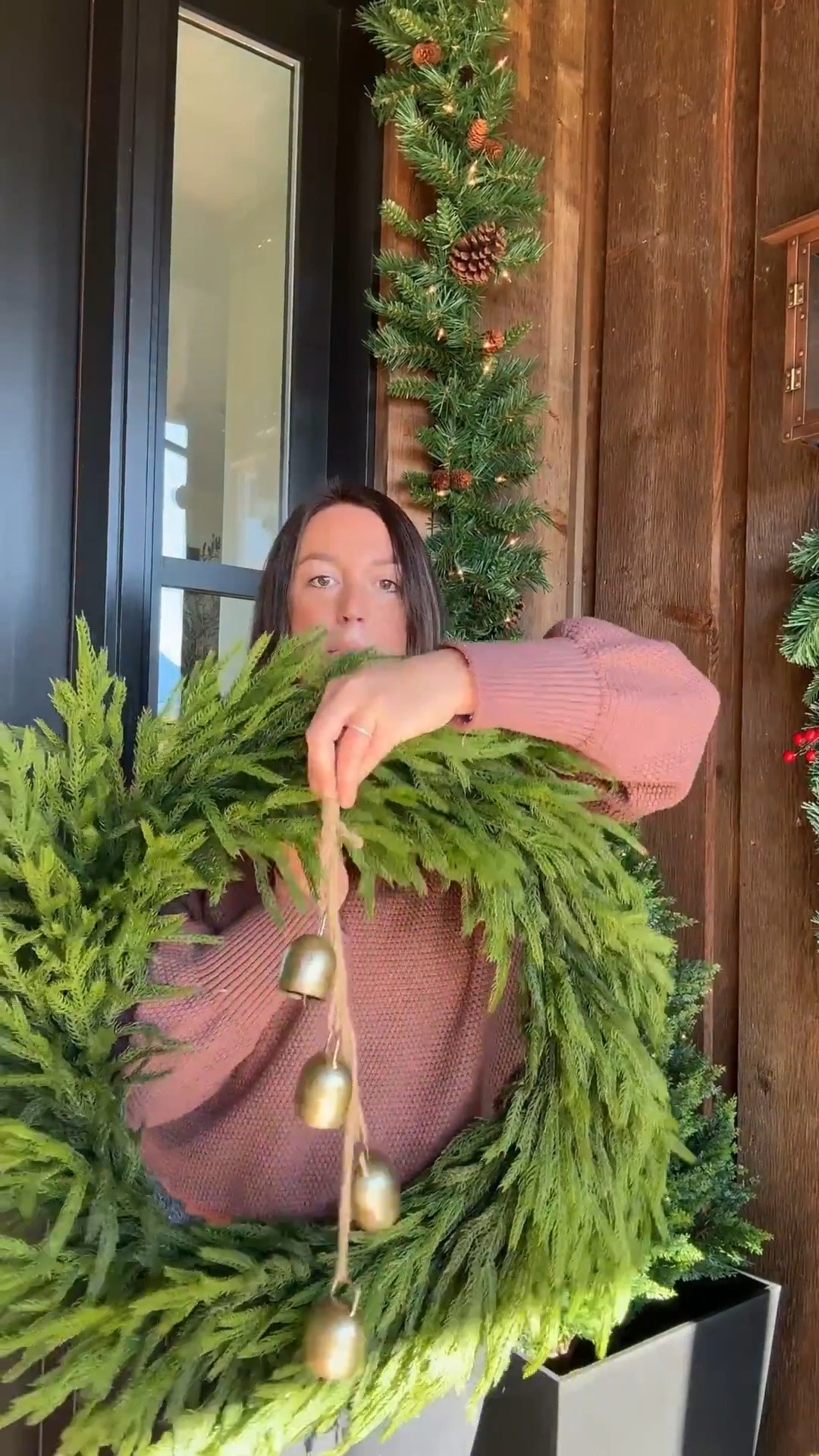 This fluffy Christmas wreath might be one of my favorite little holiday touches. 🎄🤎

I love how it instantly makes our outdoor entryway feel more festive without making it feel overdone. It adds that cozy, welcoming Christmas charm while still keeping everything classic and timeless.

Sometimes it really is the simplest pieces that make the biggest difference. ✨❤️

#LTKHome #LTKSeasonal #LTKmomlife