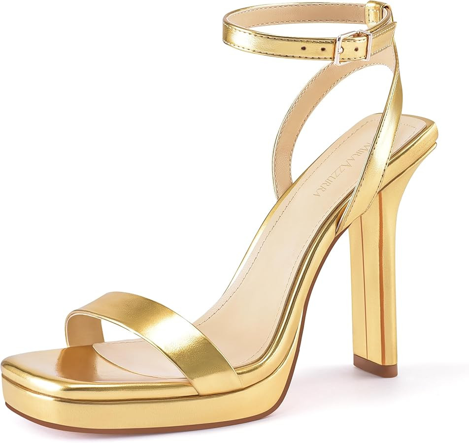 MIRAAZZURRA Platform Heels Square Open Toe Chunky High Heeled Sandals with Buckle Ankle Strap for... | Amazon (US)