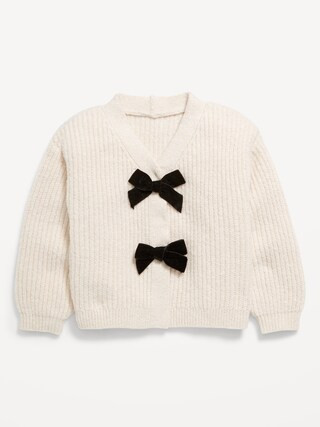 Velvet-Bow Cardigan Sweater for Toddler Girls | Old Navy (US)