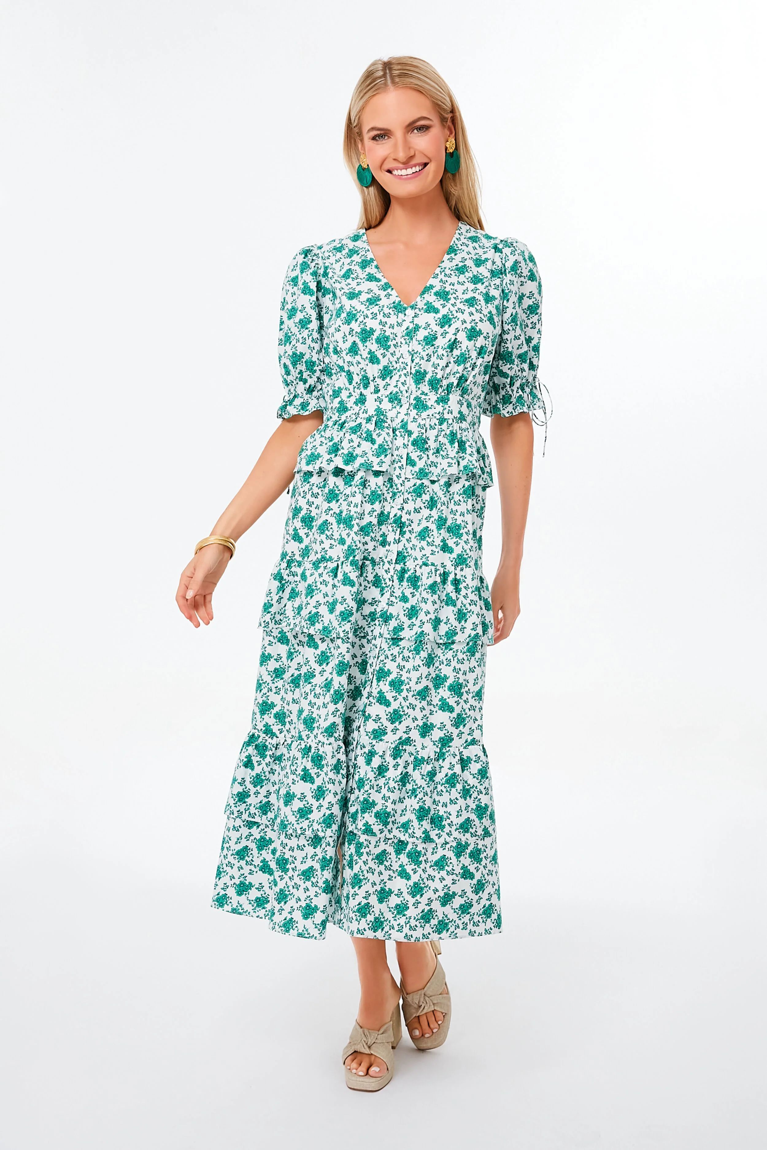 Green Floral Irenea Midi Dress | Tuckernuck (US)