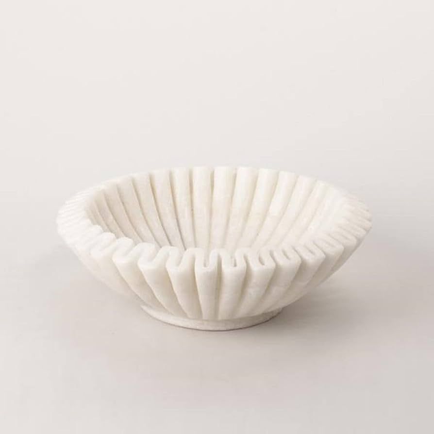 Decorative Marble Scallop Bowl Flower Bowl Fruit Bowl Ruffled Marble Bowl Jewelry Dish Birthday G... | Amazon (US)