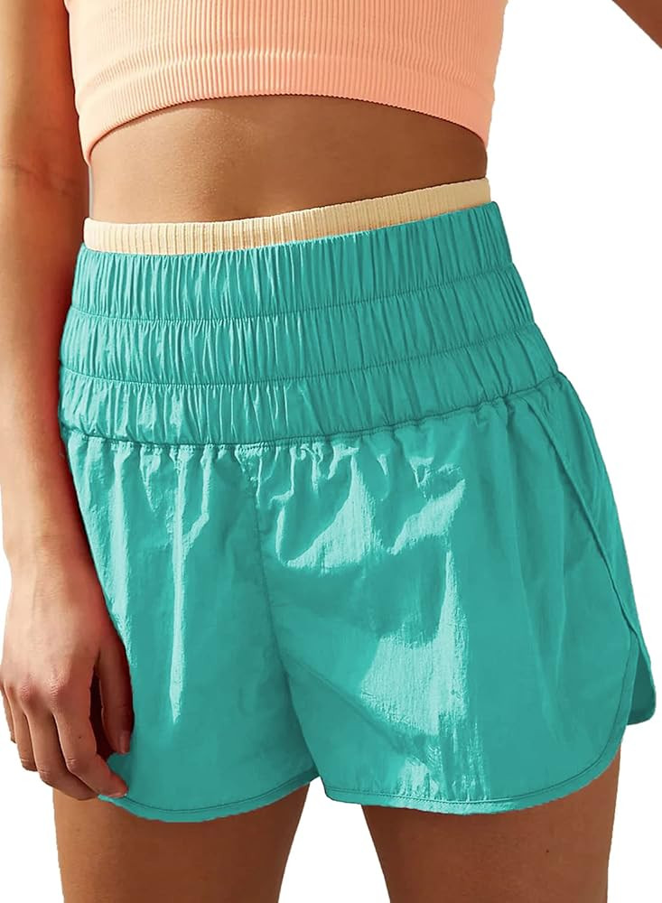 Roevite High Waist Running Althetic Short for Women Quick Dry Gym Athletic Workout Shorts with Liner | Amazon (US)