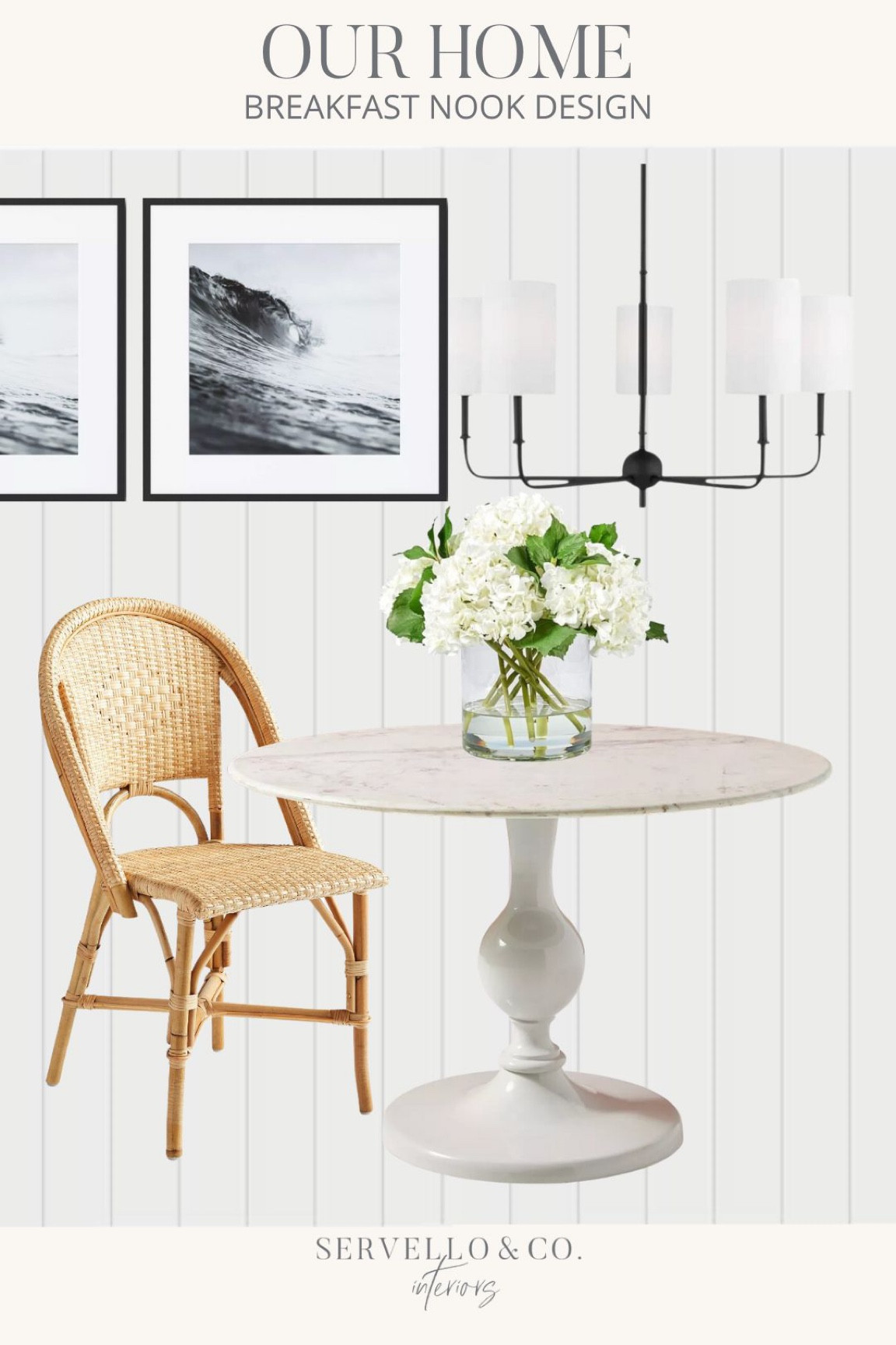 Our breakfast nook design which includes a circle marble dining table, Serena and Lily dining chairs, black photo frame, McGee and co light fixture, vertical ship lap and Afloral dehydrated hydrangeas  

#LTKfindsunder100 #LTKGiftGuide #LTKhome