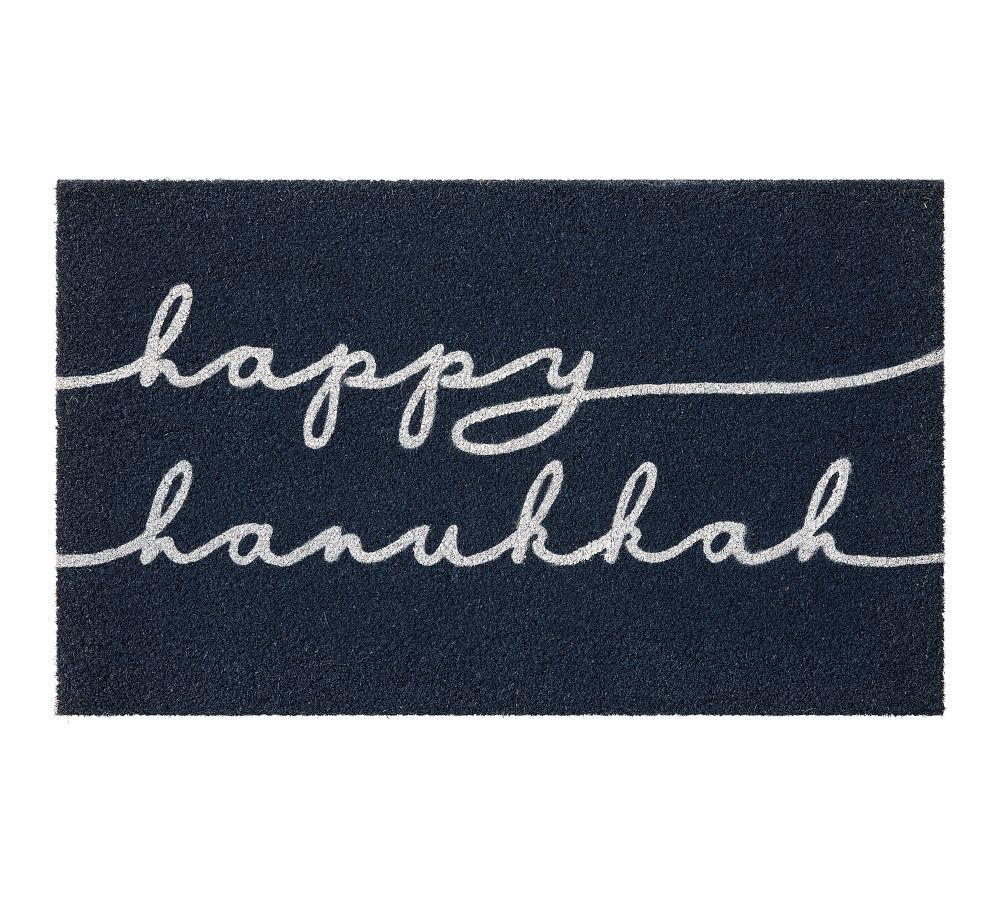Happy Hanukkah Doormat, 22&amp;quot; x 36&amp;quot;, Blue Multi | Pottery Barn (US)