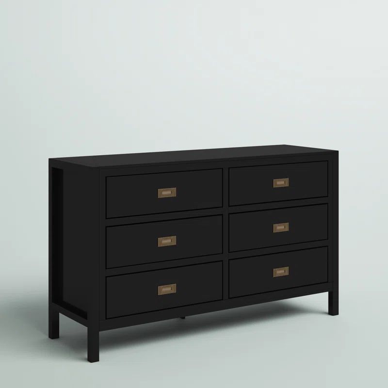 Shubert 6 Drawer 57'' W Solid Wood Double Dresser | Wayfair North America