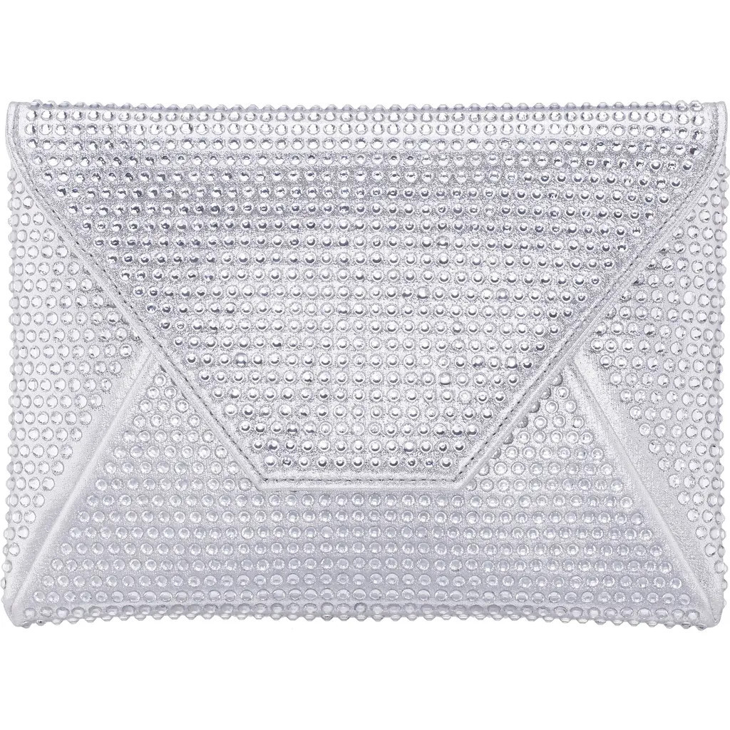 Nina Lorna Embellished Envelope Clutch in Silver at Nordstrom | Nordstrom