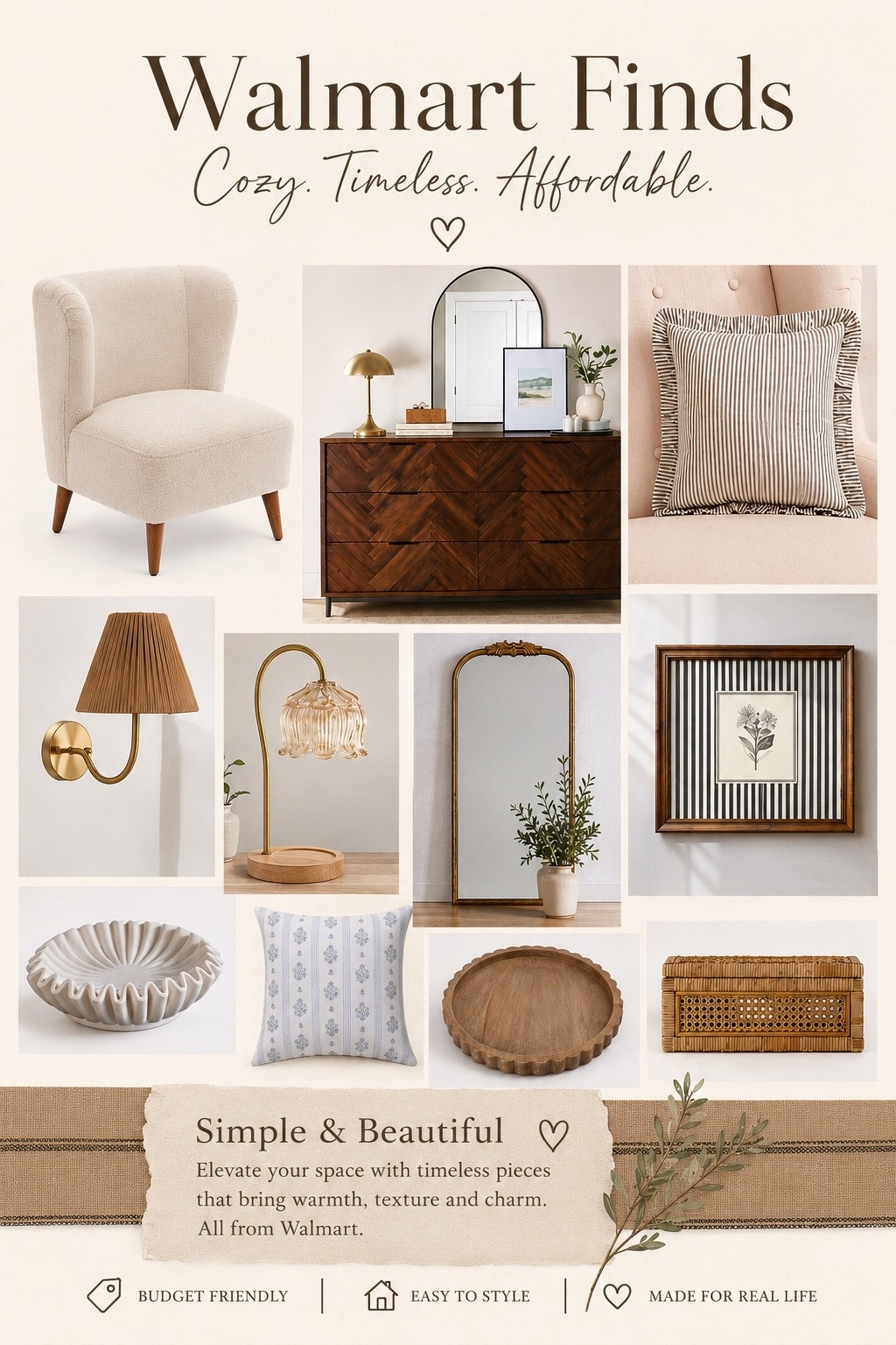If you love cozy, timeless spaces without the designer price tag, these pieces are worth adding to your wishlist. From warm wood tones to soft textures and vintage-inspired accents, every item gives that high-end look for less.
✨ Which piece is your favorite? The boucle chair, dresser, or gold mirror?
🛒 Shop every item through my LTK—link in bio. 💾 Save this board for your next home refresh and share it with someone who loves affordable home decor!
#LTKHome #LTKFinds #WalmartFinds #WalmartHome #AffordableHomeDecor #HomeDecorInspo #CozyHo

#LTKdayinmylife #LTKHome #LTKOver40