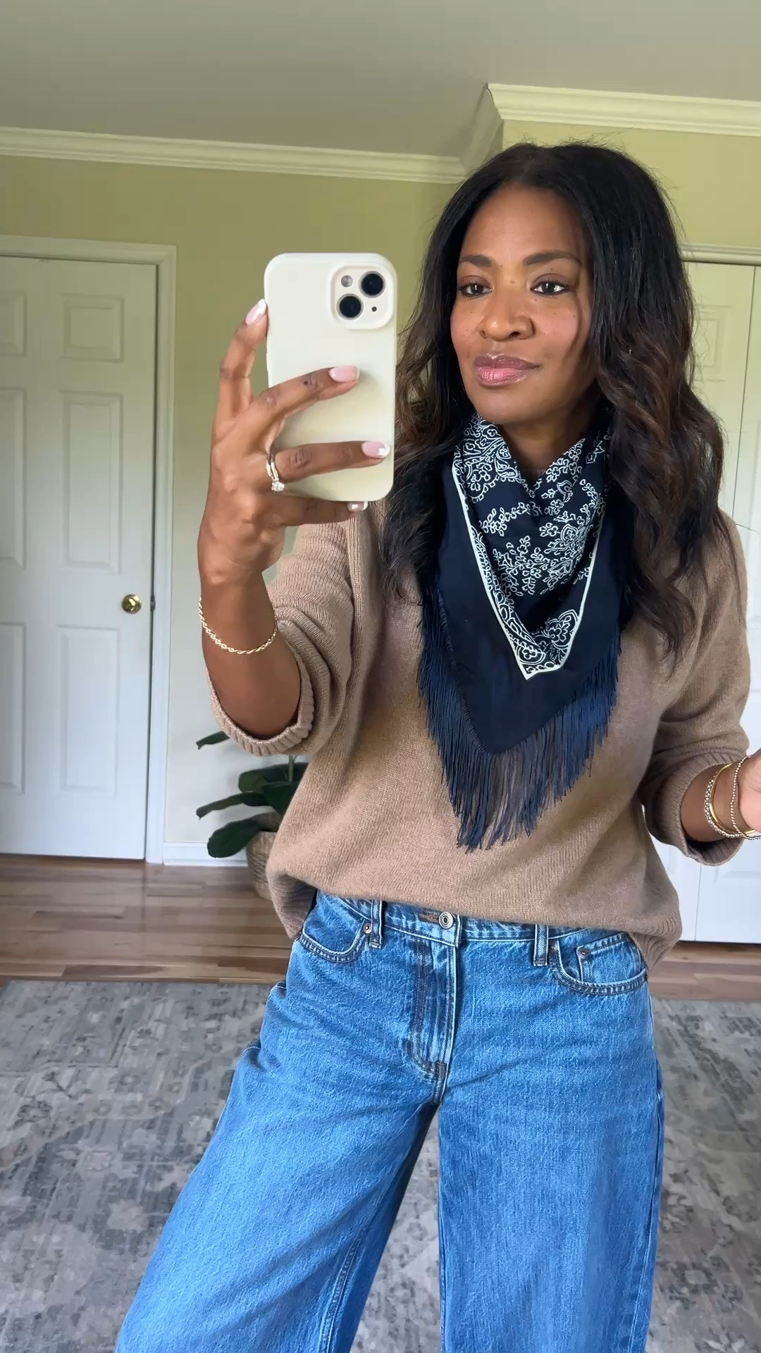 Wearing a small in the sweater. Size 27 in the jeans. Size 1/2 down in the sneakers.

#LTKxWalmart #LTKgrwm #LTKOver40