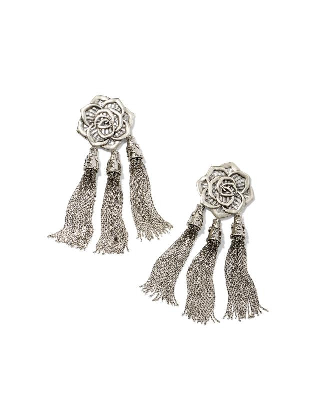 Ansel Rose Statement Earrings in Vintage Silver | Kendra Scott