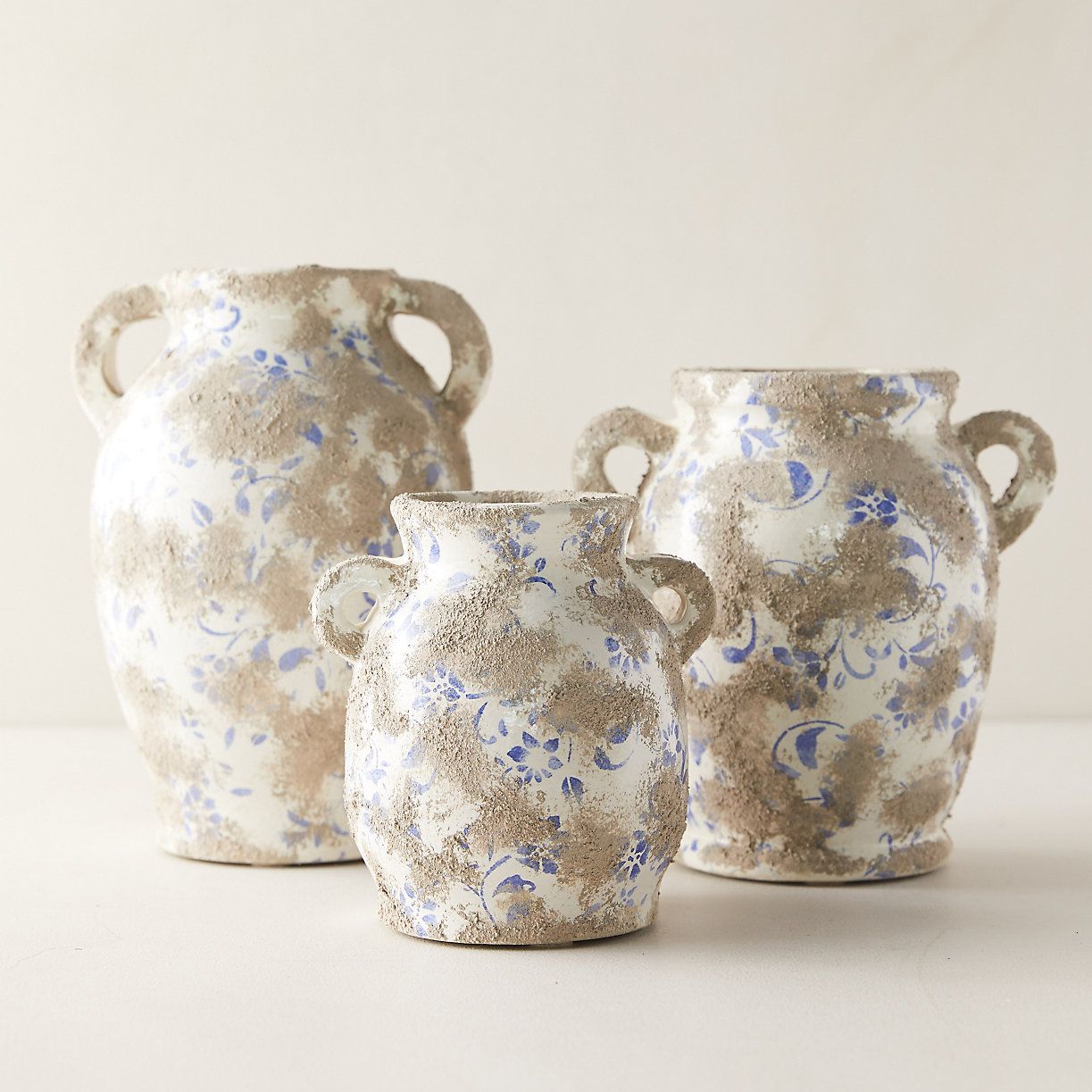 Distressed Blue Ditsy Floral Vase | Terrain