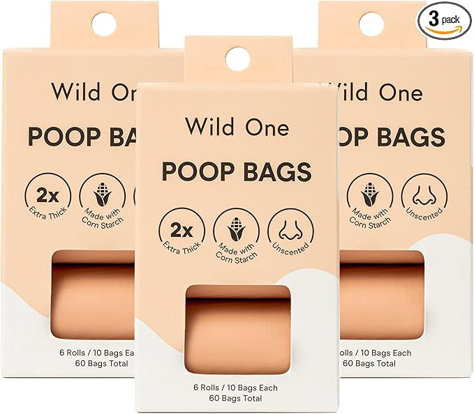 Wild One Poop Bags, 180 Bags Made From Cornstarch, Eco-Friendly, Unscented, Blush Color | Amazon (US)