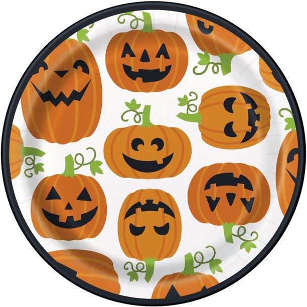 Way to Celebrate Pumpkin Toss Halloween Paper Dessert Plates, 7in, 30ct | Walmart (US)