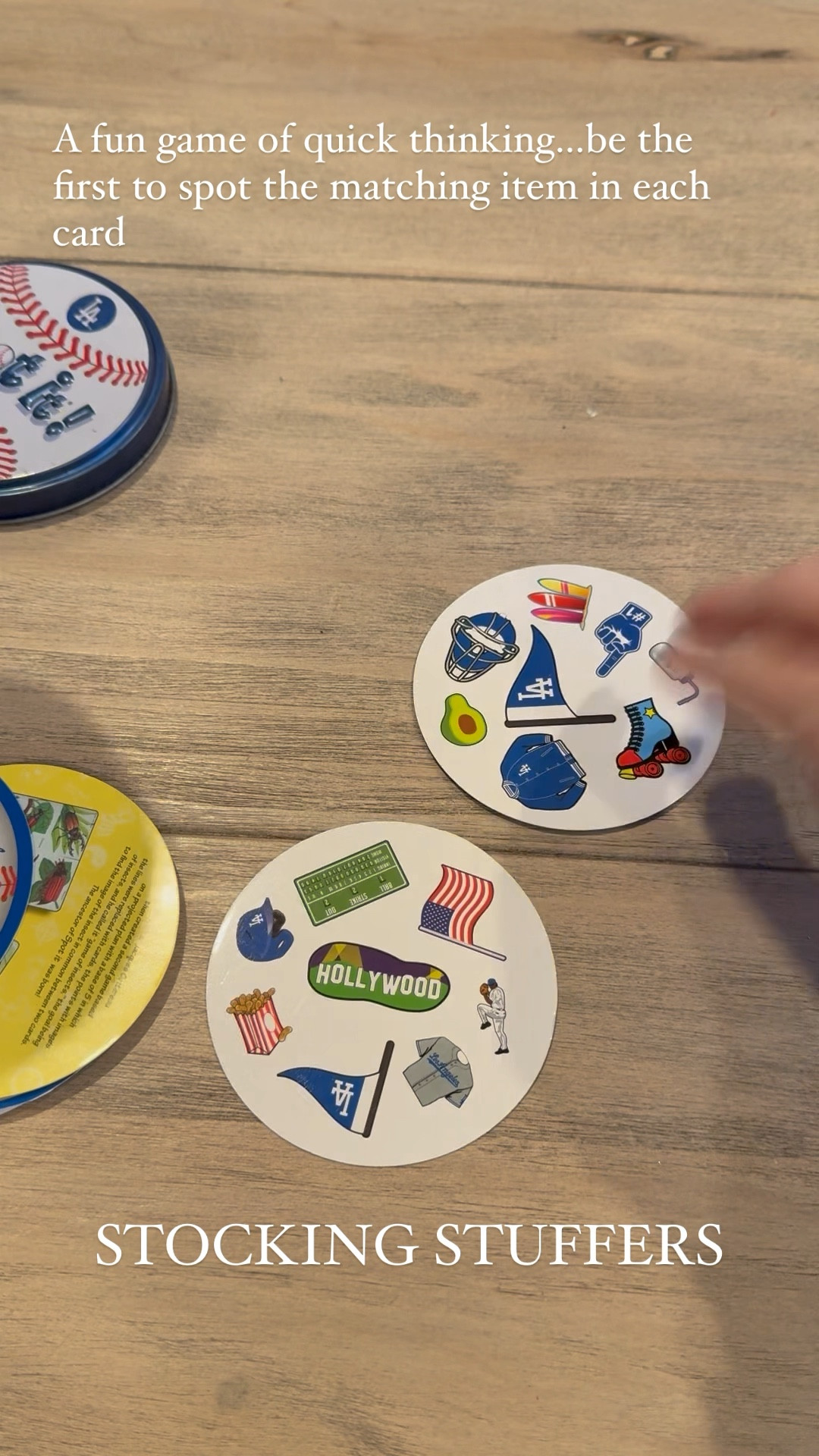 Stocking stuffer ideas for kids! This fun game comes in a ton of different themes and is great for travel.  Be the first spot the matching item in two cards.

#KidsGames #StockingStuffers #KidsStockingStuffers #GiftsForKids #travelActivitiesForKids #TravelGames #TravelWithKids 

#LTKkids #LTKVideo #LTKGiftGuide