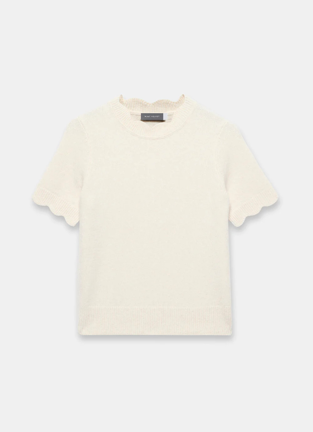 Cream Scallop Knit Top | Mint Velvet