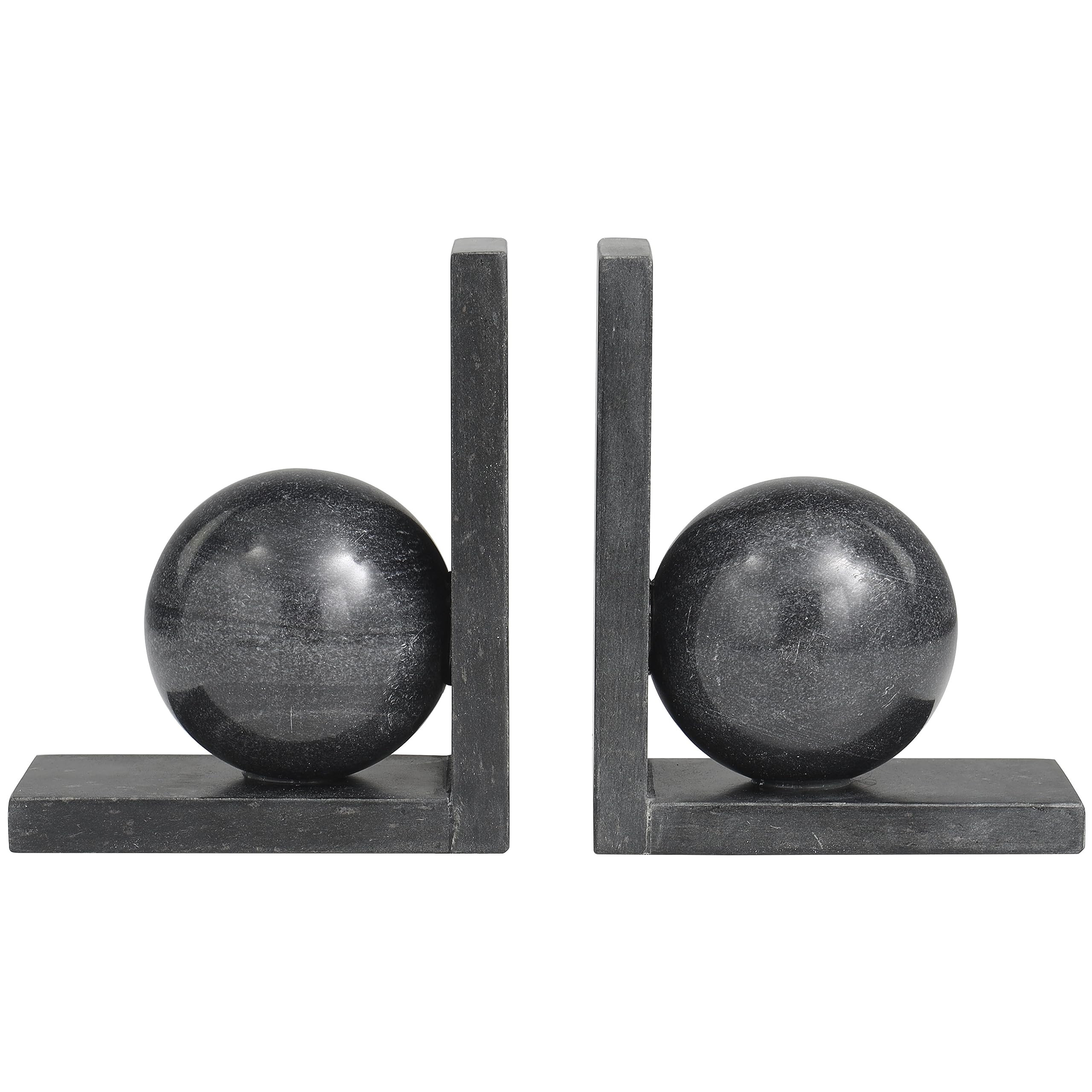 Deco 79 Marble Geometric Sleek Orb Bookends with L- Shaped Bases, Set of 2 6" W, 7" H, Black | Amazon (US)