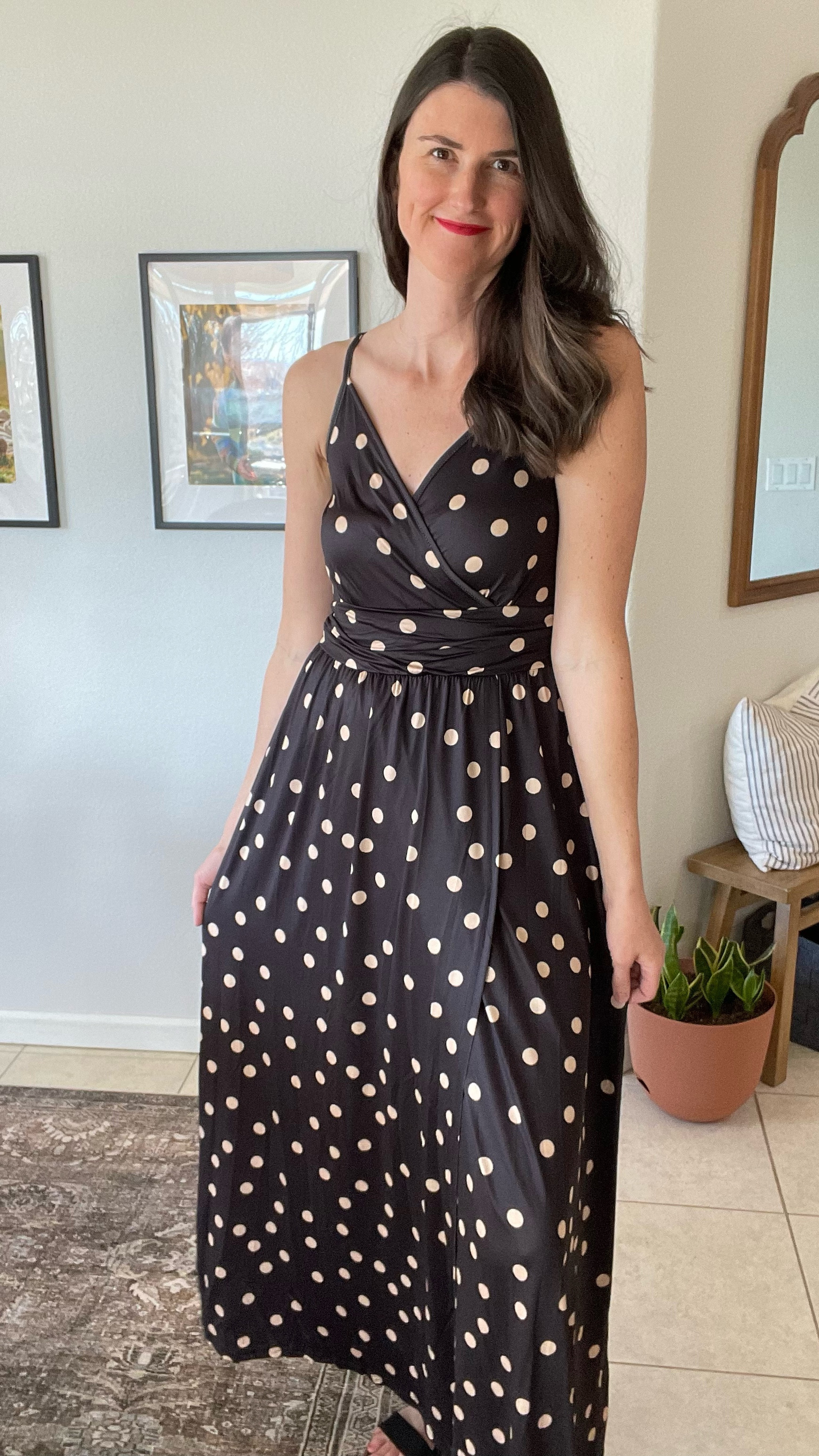 Polka dots and so much more!!! Love this spaghetti strap maxi dress. The perfect wedding guest dress!!

#LTKOver40 #LTKSpringSale #LTKWedding