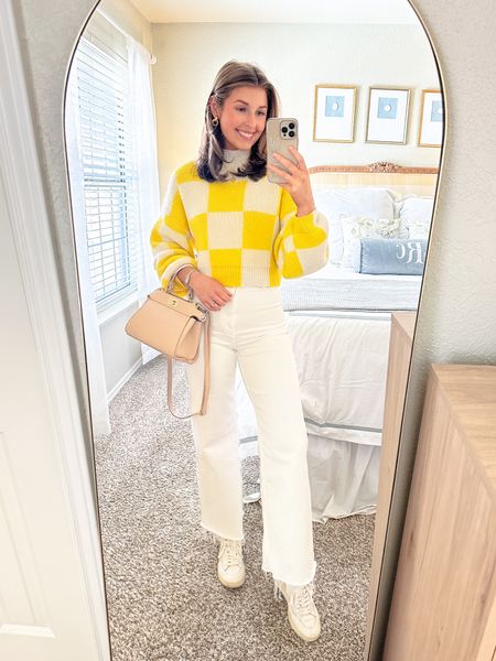 Saturday ootd! Wearing a S in sweater and 2 in jeans! Exact jeans are Zara but Mango makes the same pair :) Code LOUISERTR at rent the runway!

OOTD // white jeans // 

#LTKSeasonal #LTKstyletip