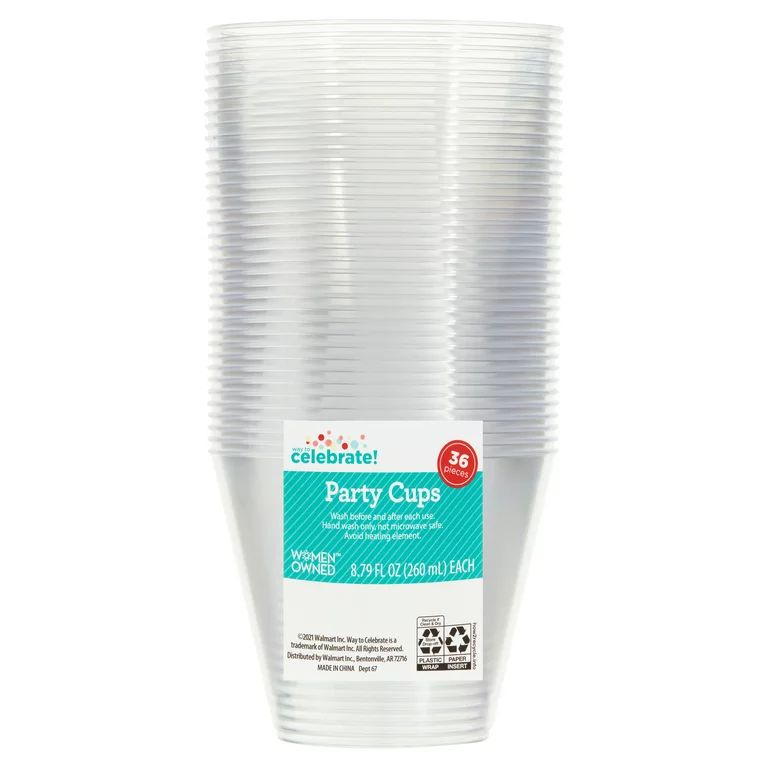 Way to Celebrate! Disposable Clear  Cups, 8.79 Fluid Ounces., 36ct | Walmart (US)