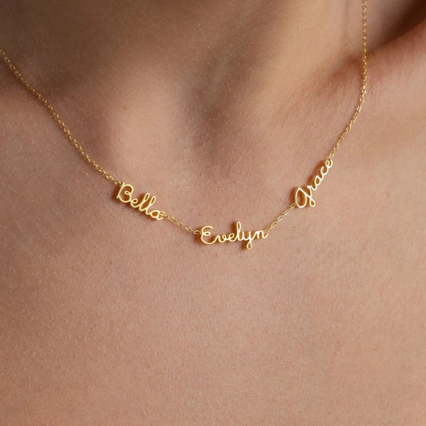 Dainty Tiny Multiple Name Necklace | Caitlyn Minimalist