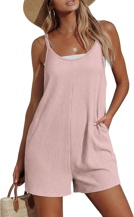 Ekouaer Rompers for Women Casual Loose Sleeveless Overalls Shorts Knit Jumpsuits 2026 Summer Vaca... | Amazon (US)