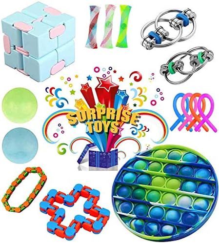 15 Pack Fidget Toys Set, Stress Relief Kits for Kids Adults, Amazing snap and Click Snake, Stretc... | Amazon (US)