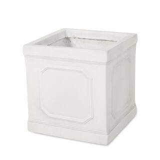 Wilbert 11 in. Tall Antique White Concrete Outdoor Lightweight Planter | The Home Depot