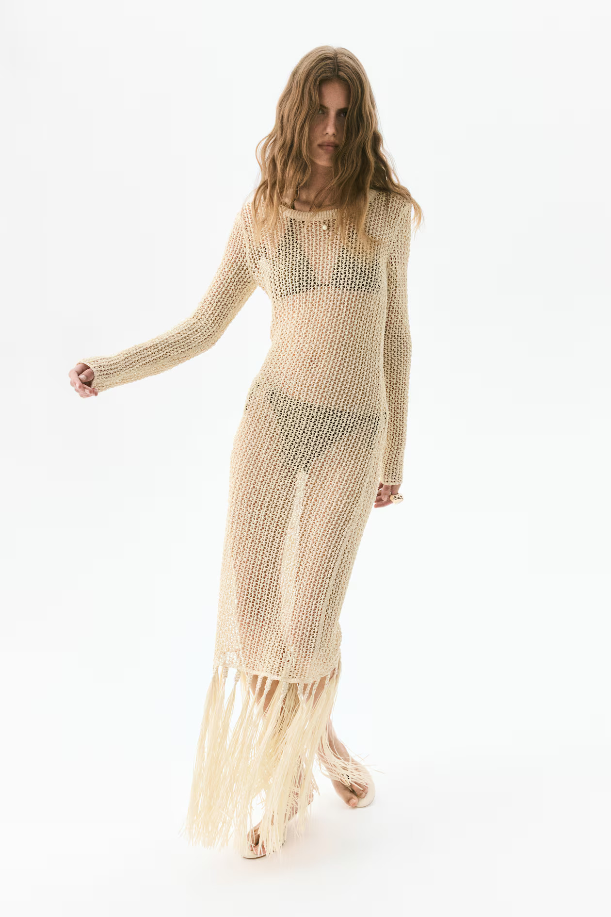 Crochet-Look Dress with Fringe | H&M (US + CA)