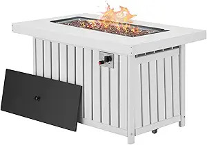 EROMMY Propane Fire Pit Table, 43 Inch HDPE Smokeless Gas Fire Pit with Lid and Fire Glass, 50,00... | Amazon (US)