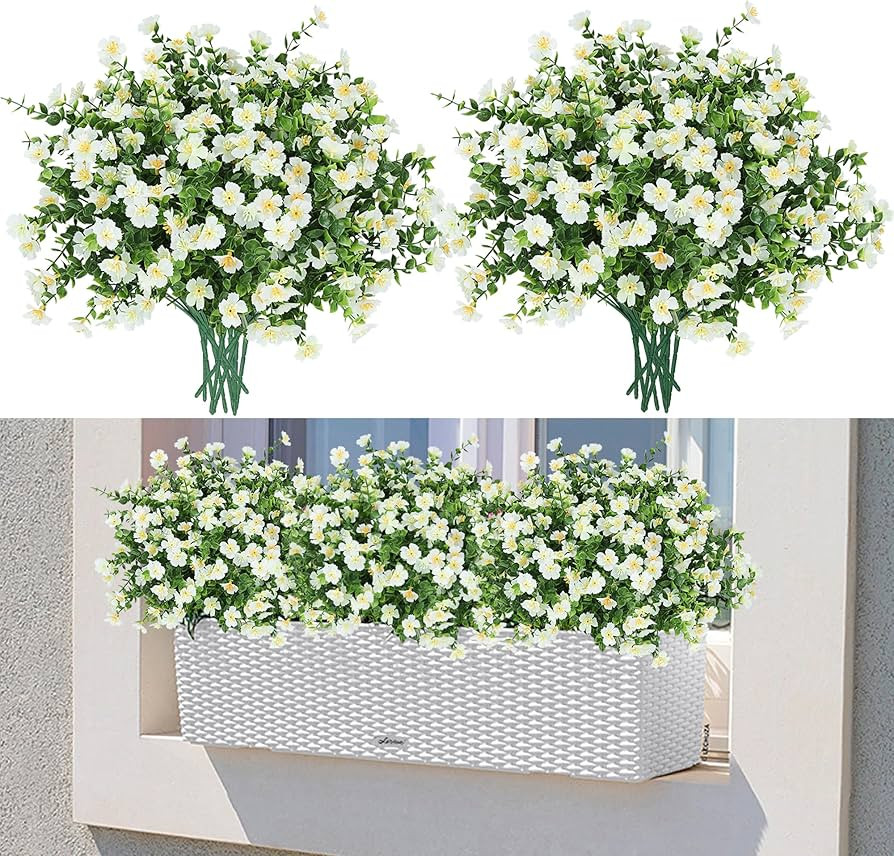 Artificial Flowers for Outdoors, 12 Bundles Faux Flowers for Planters, Fake Plants with Flowers f... | Amazon (US)