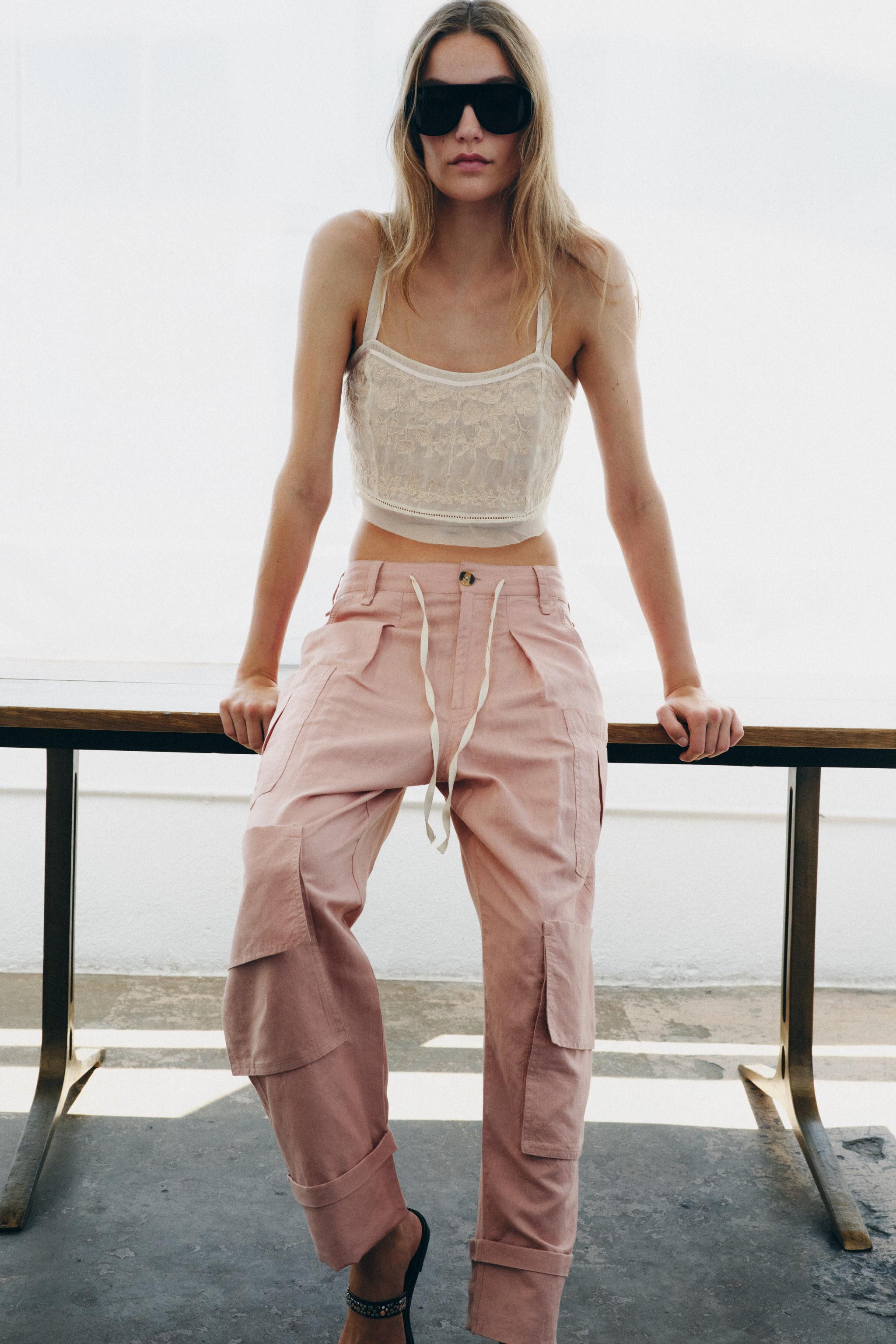 ZW COLLECTION EMBROIDERED CROPPED TOP | Zara US