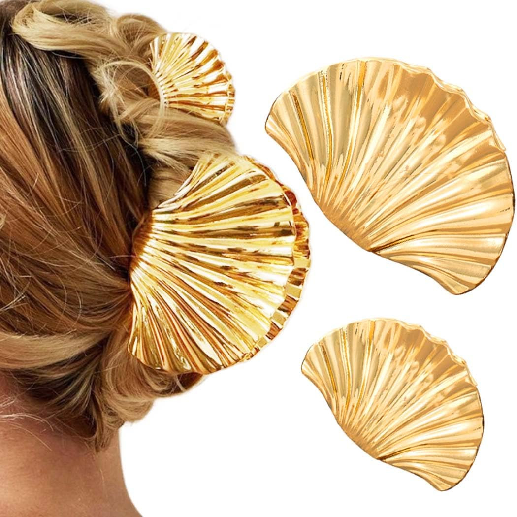 BARTOSI Shell Claw Clips Gold Metal Hair Clip Seashell Hair Accessories for Women and Girls (Pack... | Amazon (US)