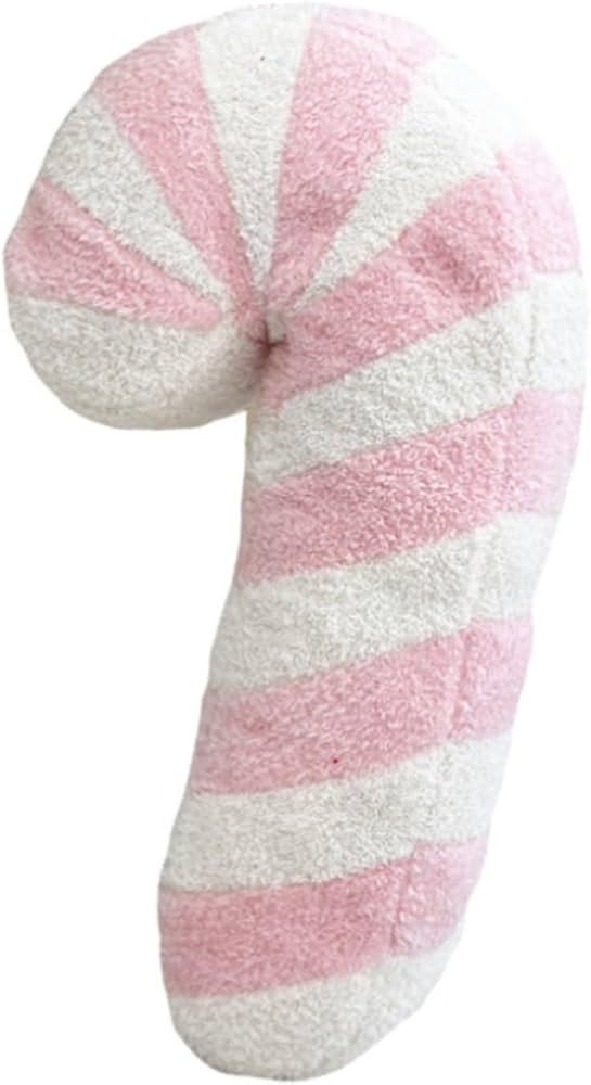 Christmas Candy Cane Throw Pillow Red Pink Soft Fluffy Christmas Pillows Stuffed Lollipop Plush P... | Amazon (US)