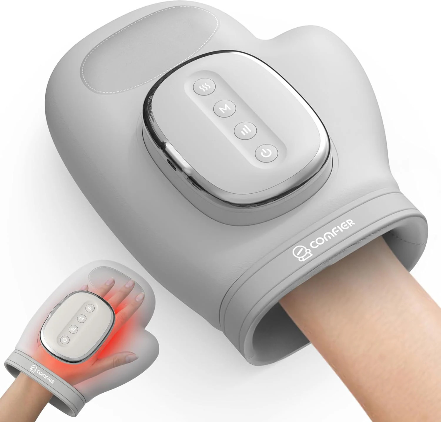 Comfier Wireless Hand Massager with Heat 3 Levels Compression and Heating in White one_size | CF-4803 | Lowe's