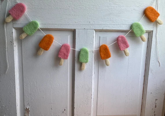 Needle Felted Popsicle Banner or Garland - Summer Party Decoration - Ice Pop - Ice Lolly - Rainbo... | Etsy (US)