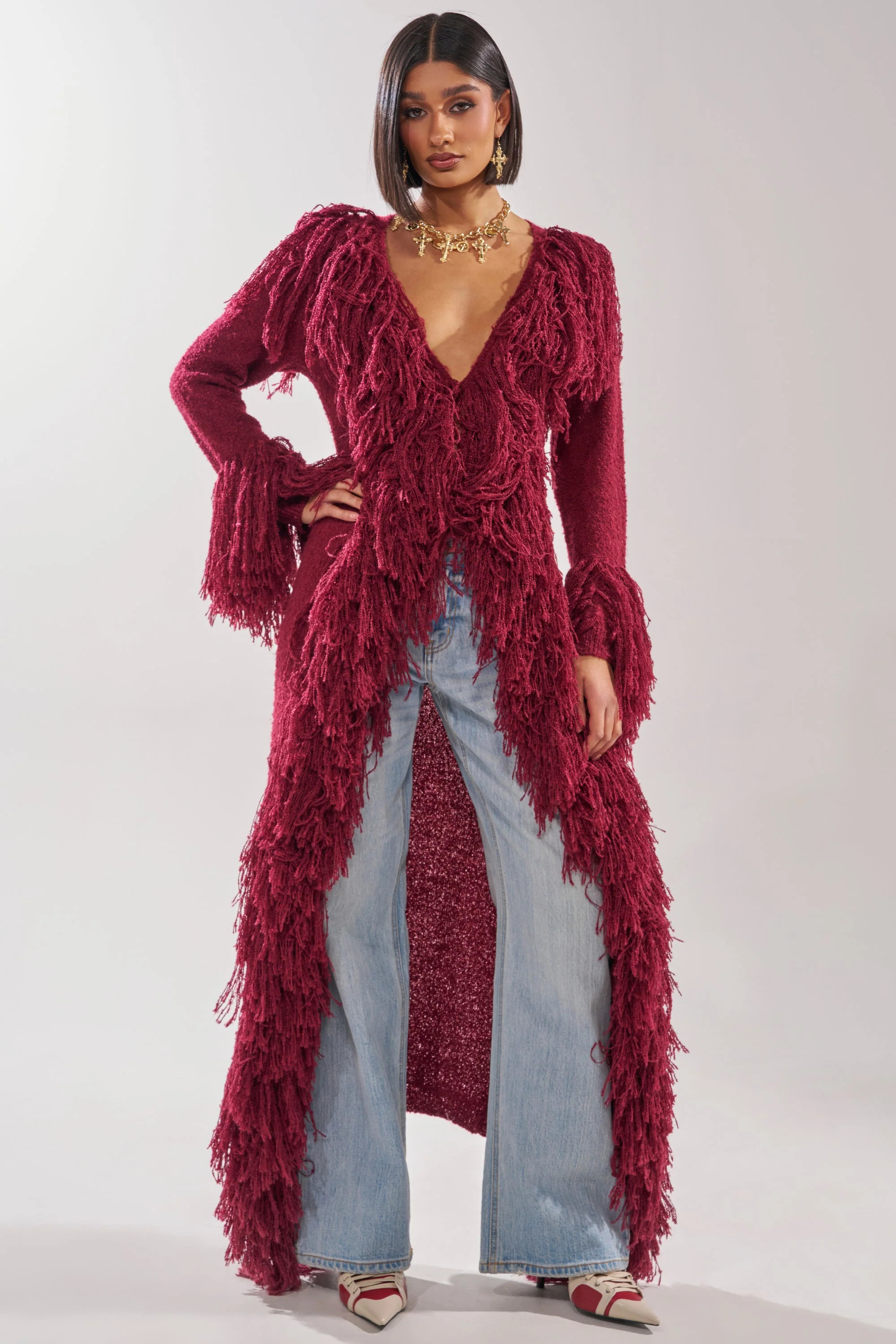 AKIRA Can't Get Enough Fringe Cardigan Sweater | Size Large/XL | AKIRA