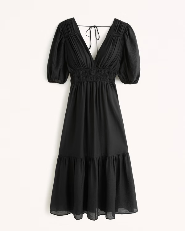 Floaty Plunge Midi Dress | Abercrombie & Fitch (US)