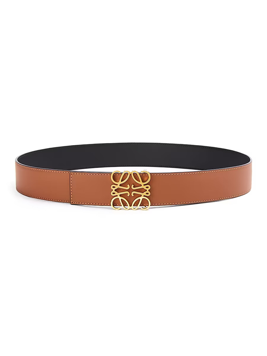 Men's Logo Buckle Reversible Leather Belt - Tan Black Gold - Size 42 | Saks Fifth Avenue