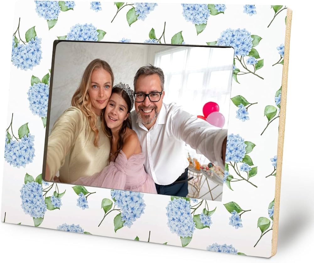 Blue Hydrangea 4x6 Picture Frame, Grandmillennial Home Decor, Chinoiserie Floral Photo Frame, Rus... | Amazon (US)
