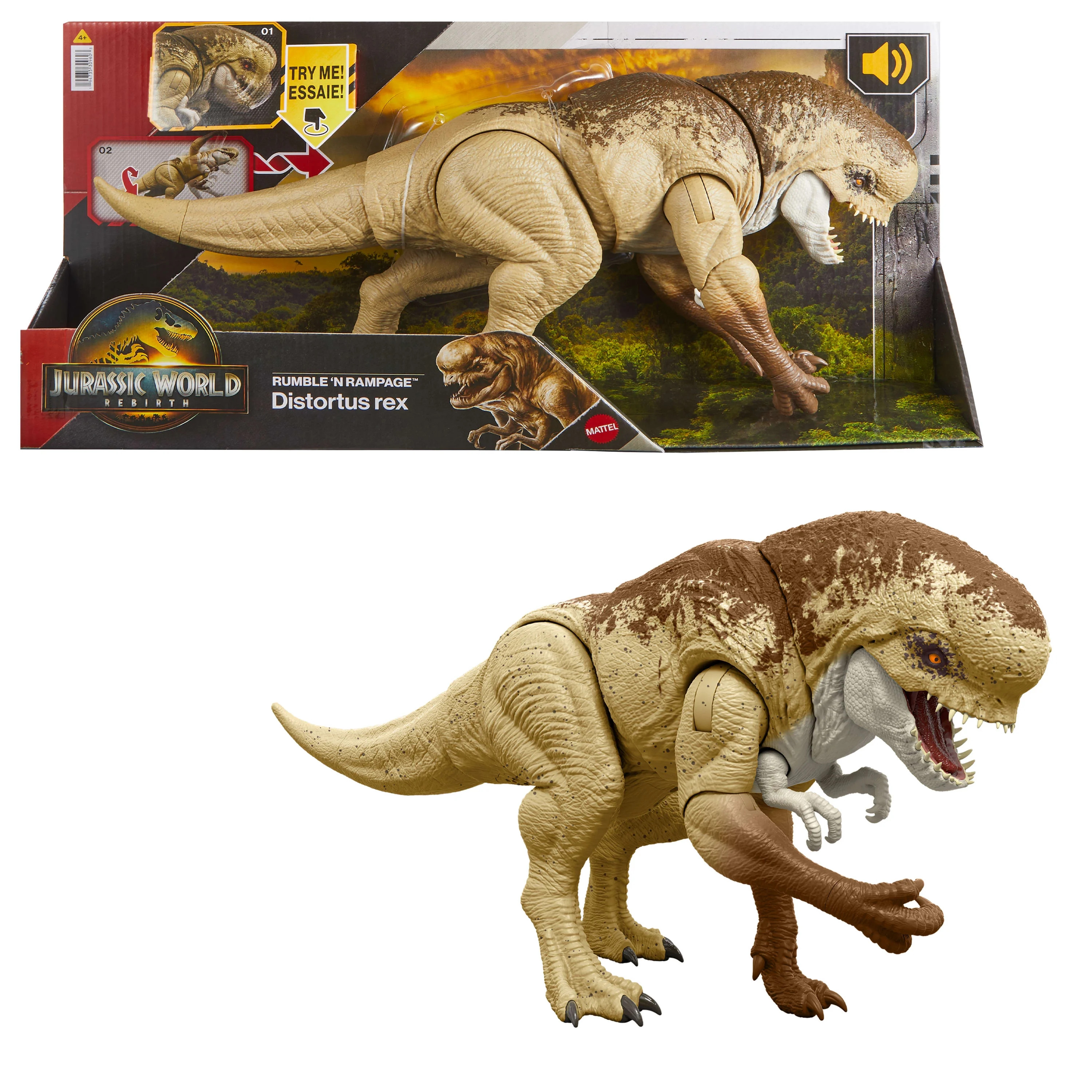 Jurassic World Rebirth Distortus Rex Action Figure, 22 Inch Rumble N Rampage Dinosaur Toy, 2 Atta... | Walmart (CA)