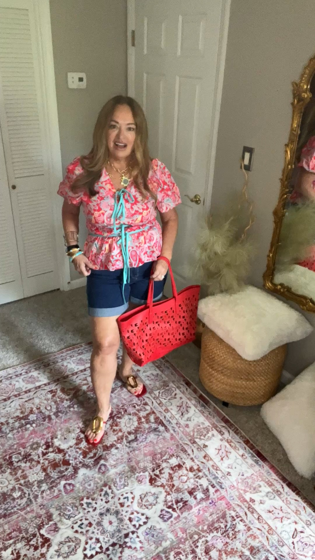 Waist defining details! Love the design with the contrasting turquoise color with the red floral print design.

#LTKvlog #LTKgrwm #LTKWorkwear