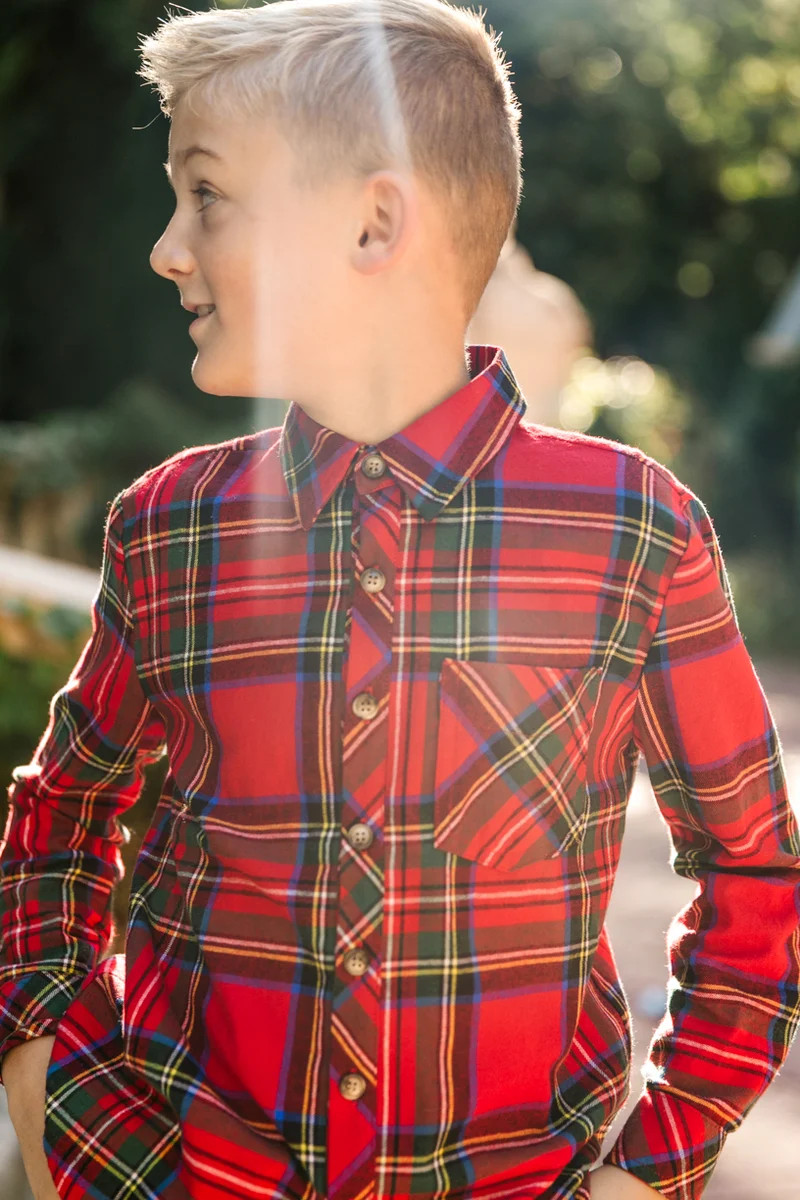 Madeline Boys Shirt in Holiday Plaid | Ivy City Co