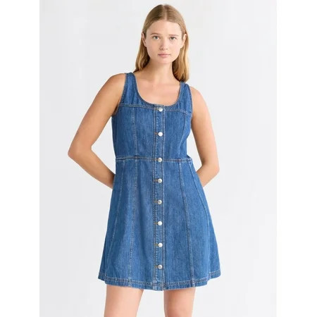 Free Assembly Women s Sleeveless Paneled Chambray Mini Dress Sizes XS-XXL | Walmart (US)