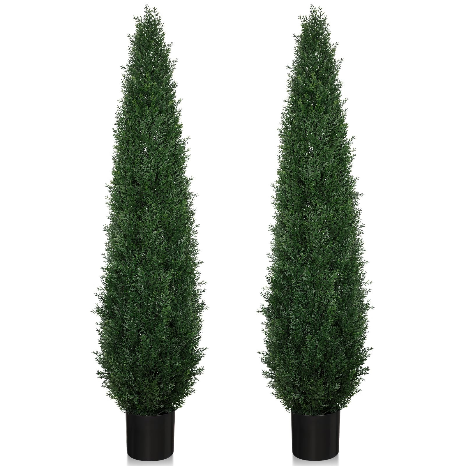 5FT Artificial Cedar Topiary Trees, 2 Pack UV Resistant Outdoor Indoor Faux Evergreen Shrubs, Pot... | Amazon (US)