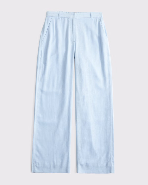 Women's A&F Sloane Low Rise Tailored Linen-Blend Wide Leg Pant | Women's Clearance | Abercrombie.... | Abercrombie & Fitch (US)