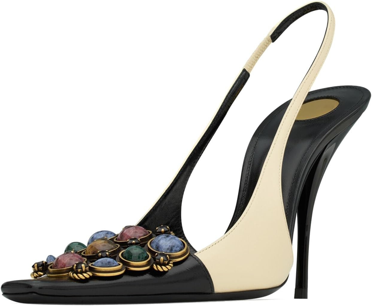 Yishaweiqi Jewel Slingback Heels for Women Slip On Square Toe Stiletto High Heel Pumps | Amazon (US)