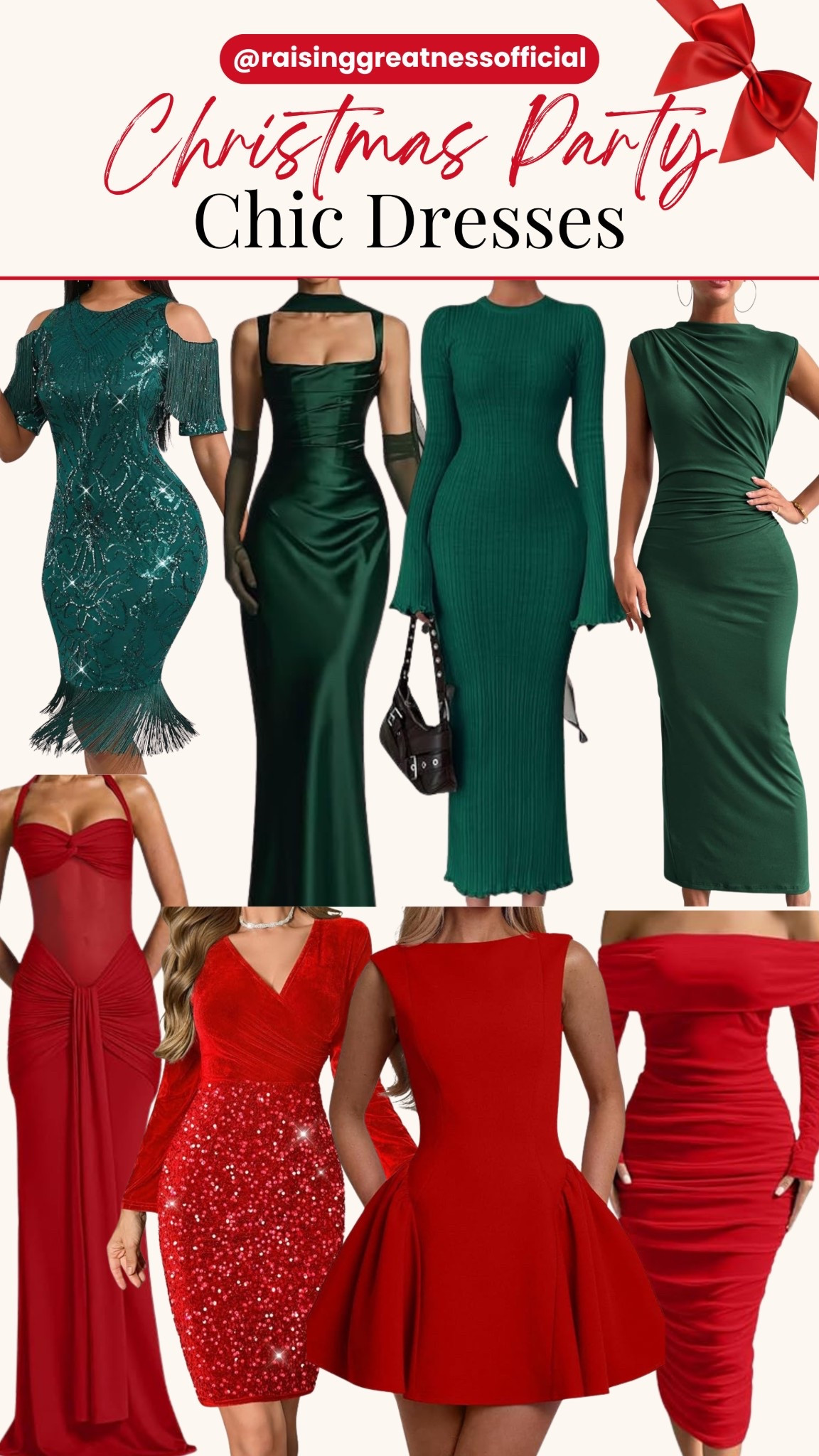 Get party-ready with these stunning Christmas chic dresses 🎄✨ From glamorous emerald greens to bold festive reds, this curated collection has the perfect look for every holiday event. Whether you're heading to a family gathering, office party, or a glam night out, these dresses bring sparkle, elegance, and festive charm. Save this pin for outfit inspo and shop your favorite holiday look ❤️💚👗

#christmasdresses #holidayoutfits #christmaspartylook #festivedresses #holidayfashion #christmasstyle #holidaypartyoutfit #redandgreendresses #holidayinspo #christmasoutfitideas

#LTKStyleTip #LTKHoliday #LTKSeasonal