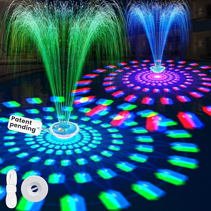 8000mAh Rechargeable Pool Fountain with Lights,2026 Floating Pool Fountain for Above Ground Pool ... | Amazon (US)