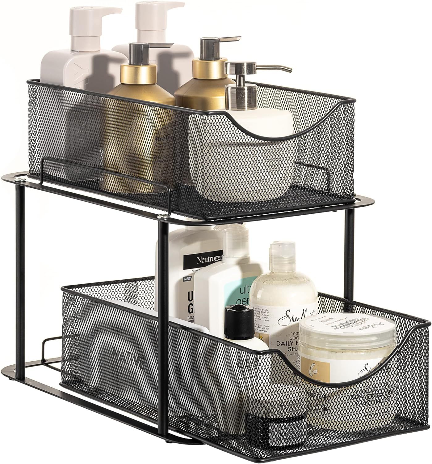 Sorbus 2 Tier Under the Sink Organizer Baskets with Mesh Sliding Drawers —Ideal for Cabinet, Co... | Amazon (US)